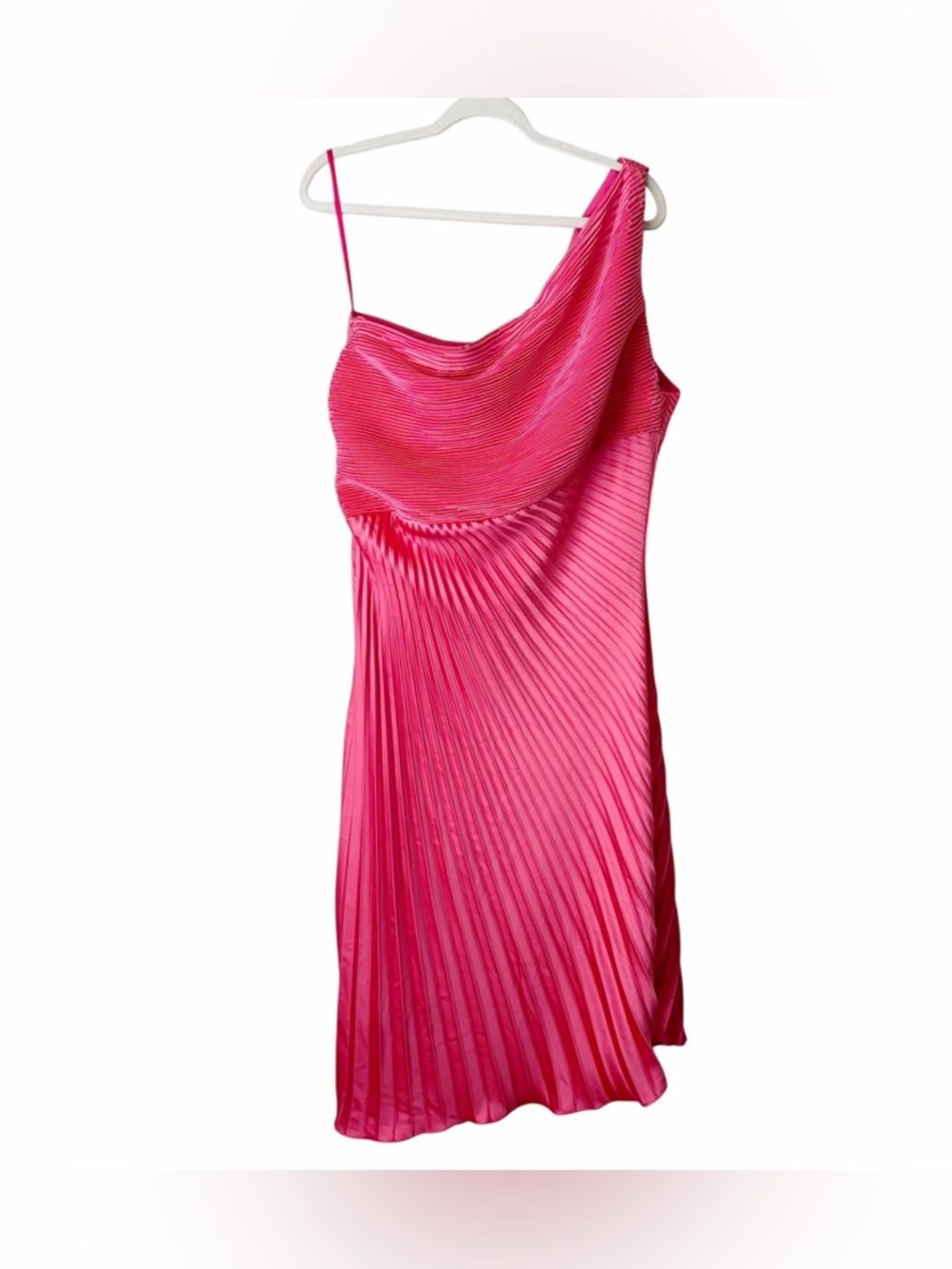 Rene Ruiz Collection | One Shoulder Pleated Asymmetric Cocktail Dress Pink 14 - Picture 3 of 7